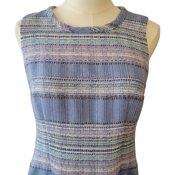 Talbots Blue Striped Tweed Sleeveless Dress Size 2 Petite - Picture 3 of 6